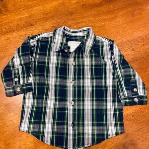 WonderKids 6-9 Months Plaid Long Sleeve Button Down Shirt - Toddler